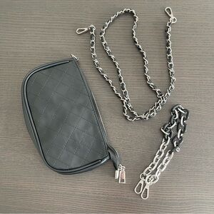 Black Quilted Convertible Crossbody / Shoulder Bag